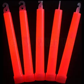 6" Ultra-Bright Emergency Industrial Grade Red Glow Sticks - Pack of 12