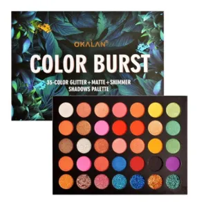 Okalan Color Burst 35 Color Glitter Matte Shimmer Shadow Palette