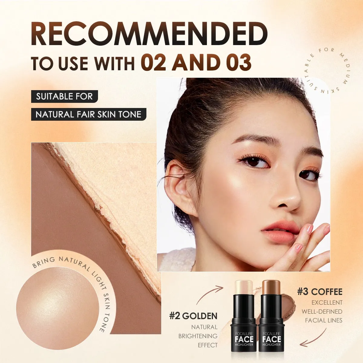 Trendy Highlighter Bronzer Glitter Contour Stick