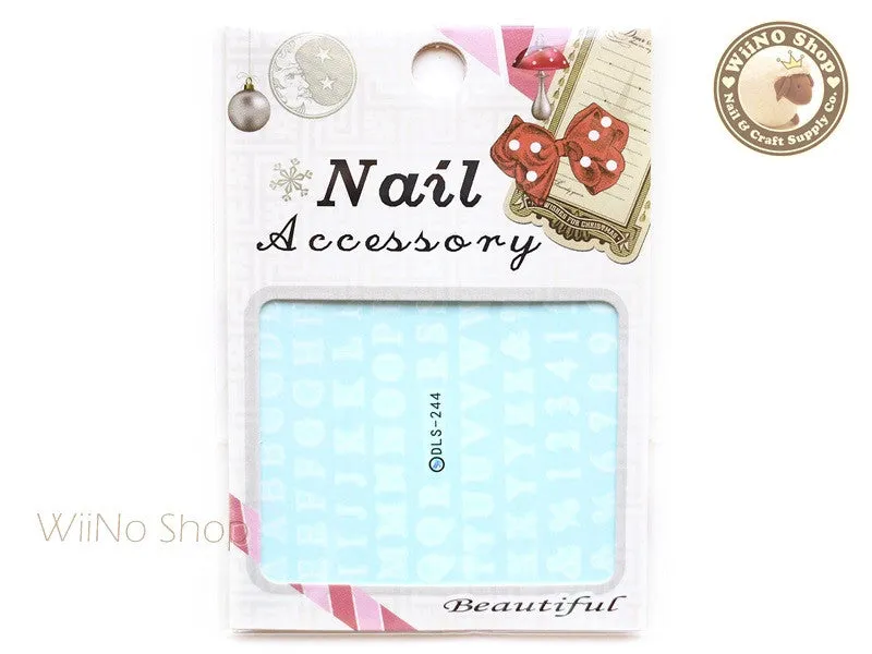 White Alphabet Letters Water Slide Nail Art Decals - 1pc (DLS-244)